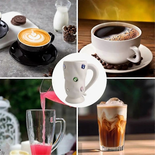 Kristallkaffemuggar Nyhet Färgglad Ädelsten Vit Keramisk Mugg