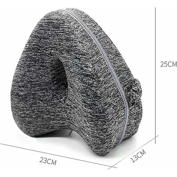 Memory Foam Side Sleeper Pillow - Støtter Ben og Knæ - Grå