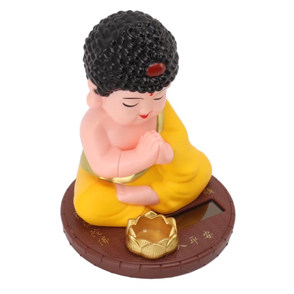 Munkedekorasjon Auto Nikkende Buddha-statuefigur med solcellepanel for hjemme- og bilpynt