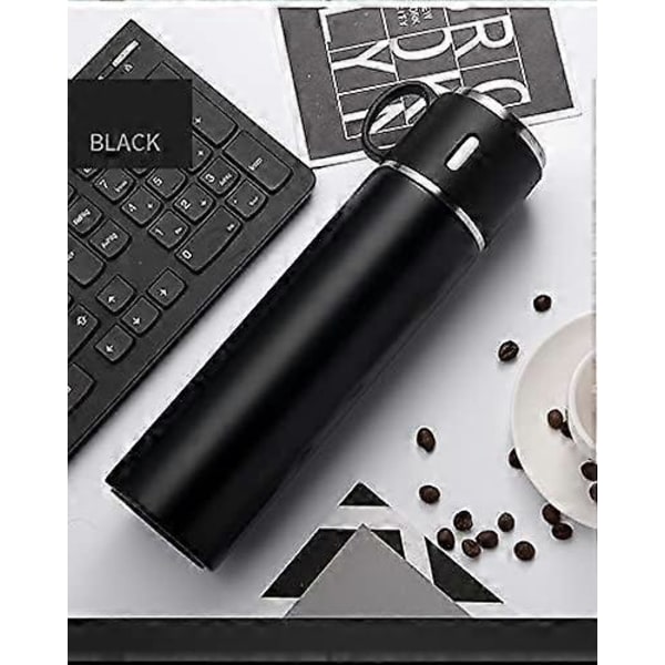 Vakuumisolerad flaska 500ml/17.6oz Termosflaska i rostfritt stål med mugg för kaffe te varm dryck och kall dryck (Röd)