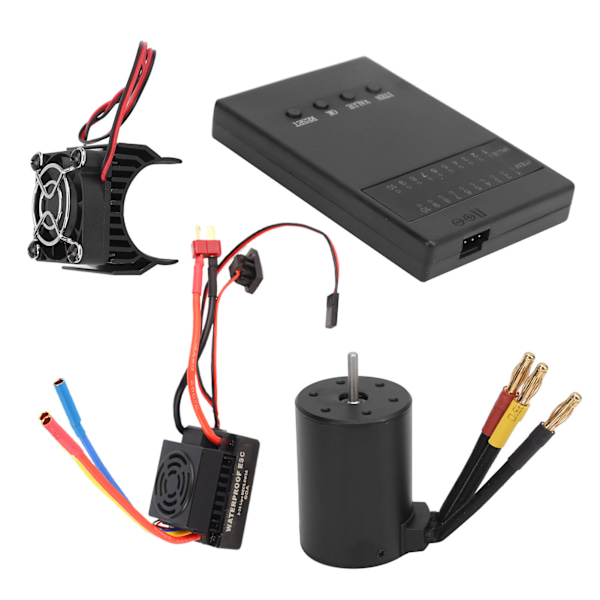 3650 3600KV Børsteløs Motor 60A ESC Programmeringskort Kjøleribbe Kombinasjonssett for 1/8 1/10 RC Bil