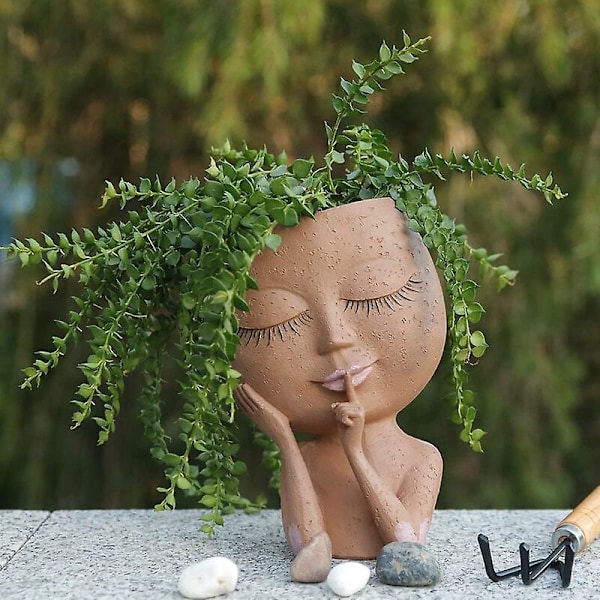 Blomsterpotter til indendørs og udendørs planter - Blomsterpotter i resin med drænhul - Mørk, 9*17,2*6,5cm