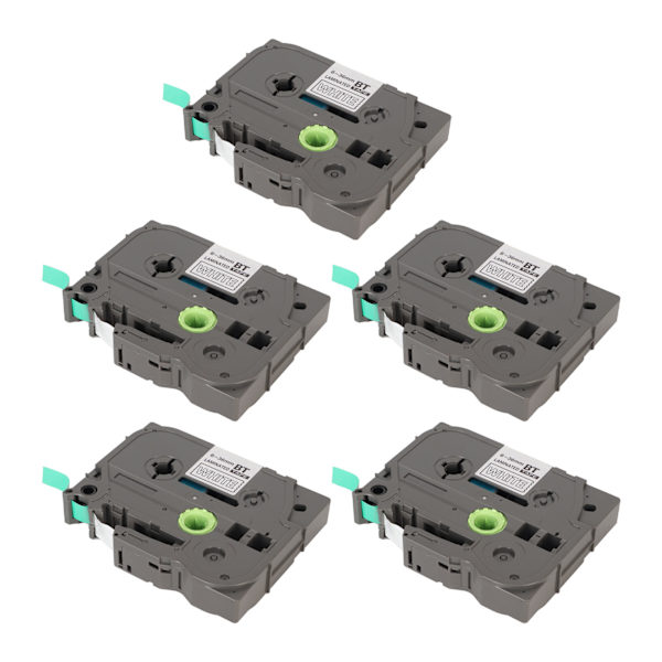 5st Etikettmaskinstejp 9mm Laminerad Vattentät Färgfast Multi Purpose Etikettband för PT D210 PT D200 PT H110 PT D400 Vit På Grön Bze 725