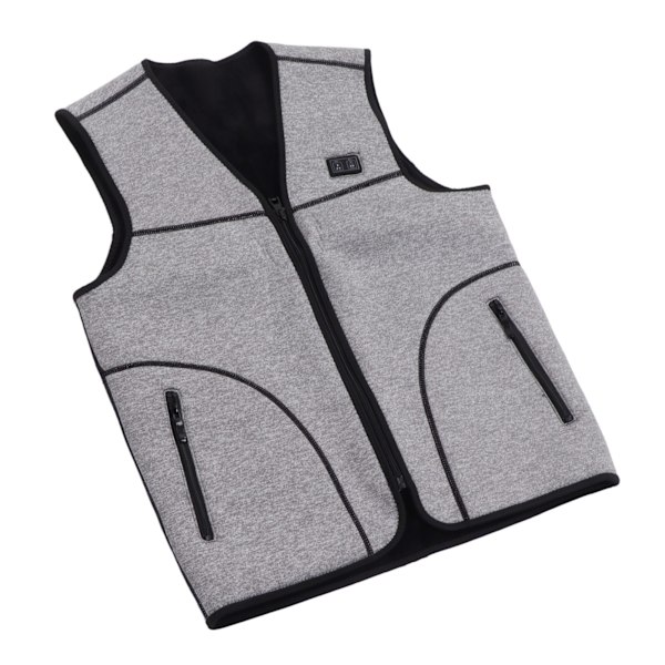 Elektrisk oppvarmet vest 3 oppvarmingsnivåer intelligent temperaturkontroll grå USB oppvarmet vest for kvinner menn ski fotturer 4XL