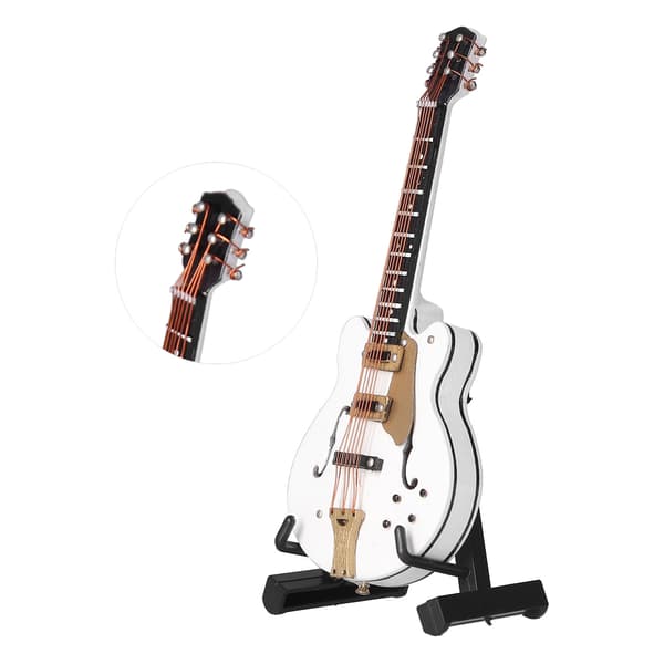 Gitarrmodell Mini Utsökt Vit Musikinstrument Hantverksprydnad för Hemmakontorsdekoration