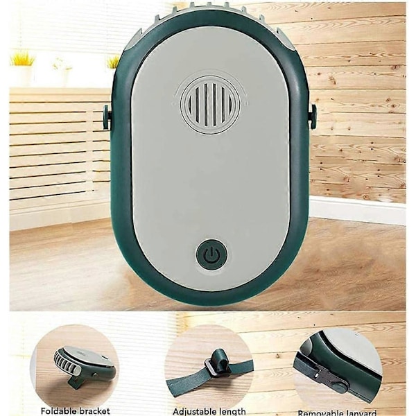 Kaulassa riippuva tuuletin, puettava henkilökohtainen mini-jäähdytyskaulakorutuletin, handsfree, 2000 mAh, vihreä, tuuletin