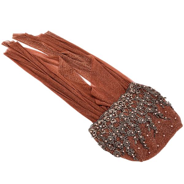 Turban Fashion Unik Kvinner Sammenleggbar Retro Perle Bandasje Muslim Langt Skjerf HatKhaki