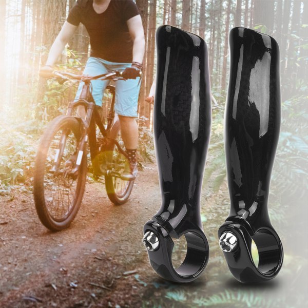 1 par karbonfiber sykkelhåndtak Grip sykkelstang ende styreender for terrengsyklerBright