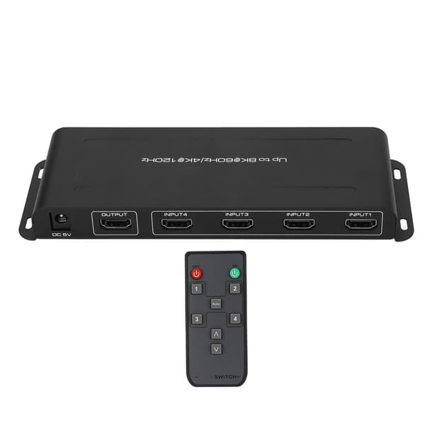 HD Multimedia Interface Switcher 4 Port Stöder 8K 60Hz 4K 120Hz HDR HD Multimedia Interface Switcher 100‑240V UK-kontakt