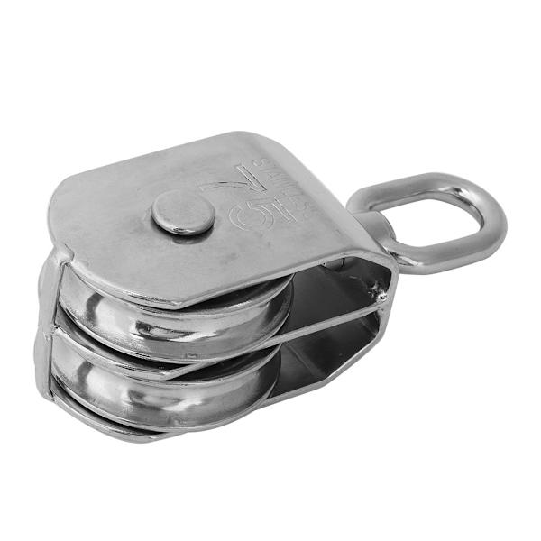 Rustfritt stål Heavy Duty Dobbelthjul Talje Rigging Løftetau Yacht Tilbehør(75mm)