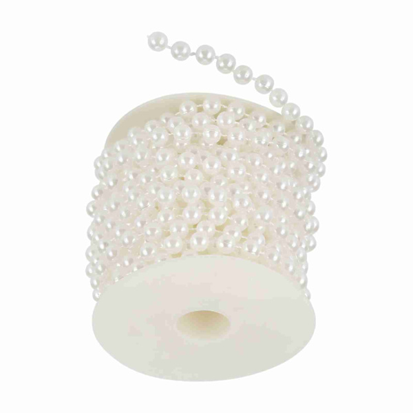 10m/rulle slibning perletrådperler Guirlandestreng DIY Bryllupsdekoration 8mm (hvid)