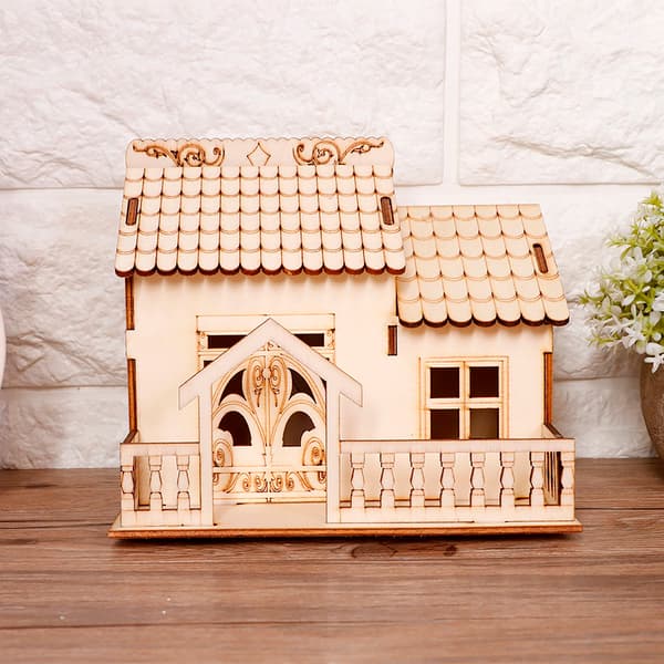 Miniatyr Villa Pengar Mynt Förvaringslåda Spargris Hus Modell Heminredning (Triangulär Port)