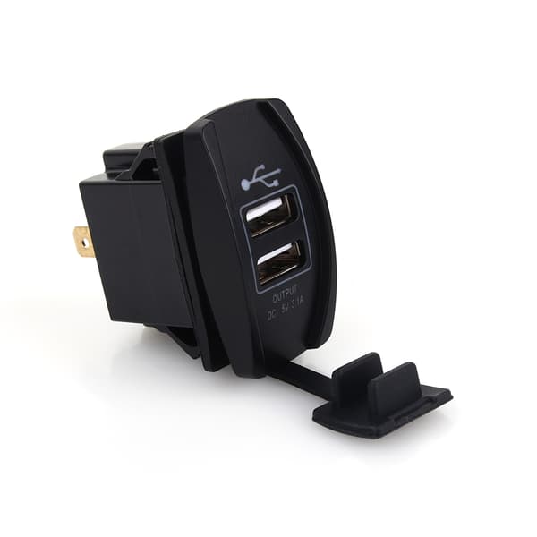 Bil DC 12V-24V Blå LED Dobbelt USB-oplader Carling ARB Vippekontakter 5V 3.1A