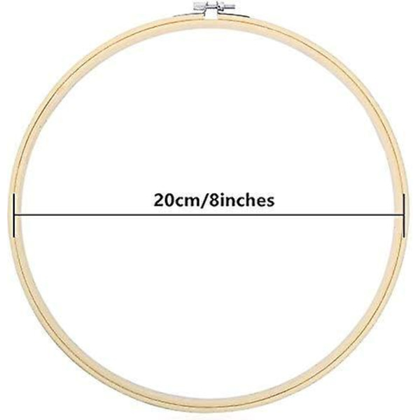 6-pak 20 cm justerbare bambusbroderibøjler - Runde trækorsstingsbøjler til gør-det-selv-kunst og -håndværk