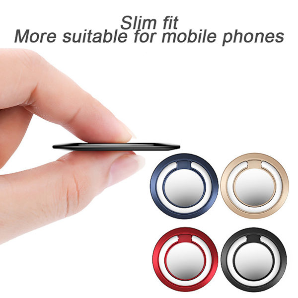 Mobiltelefon Ringholder Stativ Magnetisk Telefon Ring Finger Kickstand 360° Rotasjon Metall Ringgrep