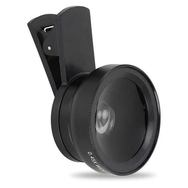 Puhelimen linssi 2 in 1 HD Professional Universal Clip 0,45X laajakulmainen 12,5X makrolinssi kännykkätabletille, musta