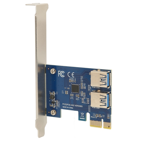 PCI E 1 - 2 Riser Card Hyvä joustavuus Suuri vakaus Pcie Splitter 1 - 2 PCIE Riser Card Bitcoin Ethereum Mining Blue Boardille