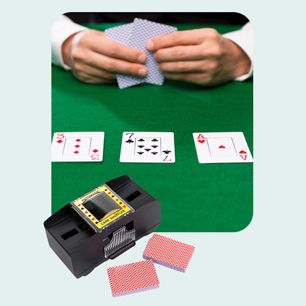 Korttiautomaatti 2 pakkaa Helppokäyttöinen paristokäyttöinen Kestävä muovinen automaattinen pokeriautomaatti Kotibaarpeleihin