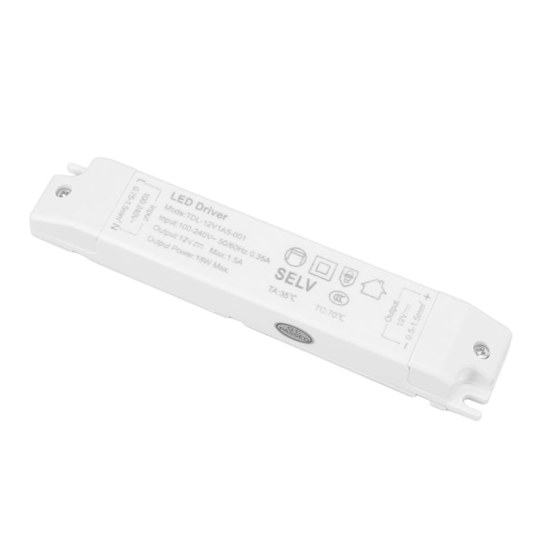 18W LED-muuntajan ohjain DC12V 1.5A ABS-monisuojaukset LED-virtalähde kodin AC100-240V:lle