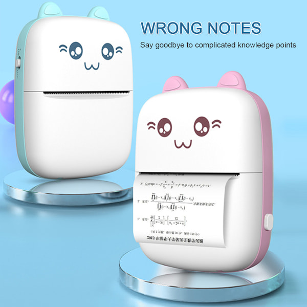 Mini Instant Printer Cartoon Ingen bläck Termisk utskrift Kamera Bluetooth Trådlös Lär dig Skrivare för pojkar Flickor Studenter Födelsedag