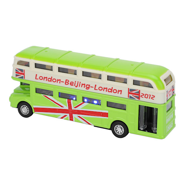 1:90 Børns Dobbeltdækker Bus Legetøj Børn Lyd Lys Simulation Legering Træk Tilbage Bil Legetøj(Grøn )