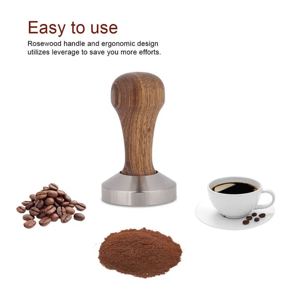Praktisk kaffetamper i rustfritt stål for espressopulver, flatpressehammer (51 mm)