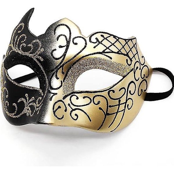 Elegantti musta ja kultainen venetsialainen naamio naamiaisiin, cosplayhin, karnevaaliin ja teemajuhliin - unisex