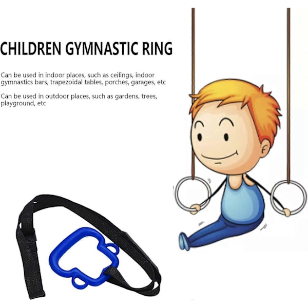 1 Par Gymnastikringar för Barn, Träning, Inomhus Gymnastikring med Justerbar Rem för Hemmabruk, Lastkapacitet 150 kg (Blå)