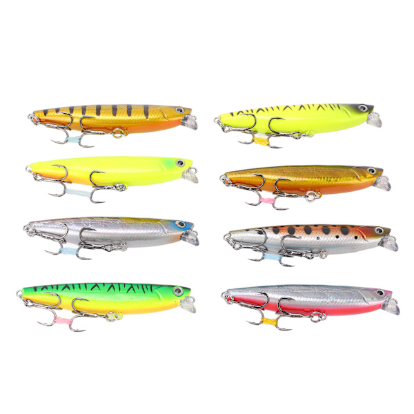 8 st 8 cm/14 g Minnow fiskedrag Sjunkande hårda beten set Super Long Cast VIB beten för bas öring abborre