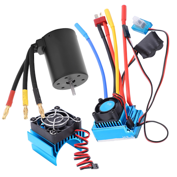 3650 2300KV Vanntett 4-polet Børsteløs Motor 60A ESC Varmeavleder Kombinasjonssett for 1/10 RC Bil
