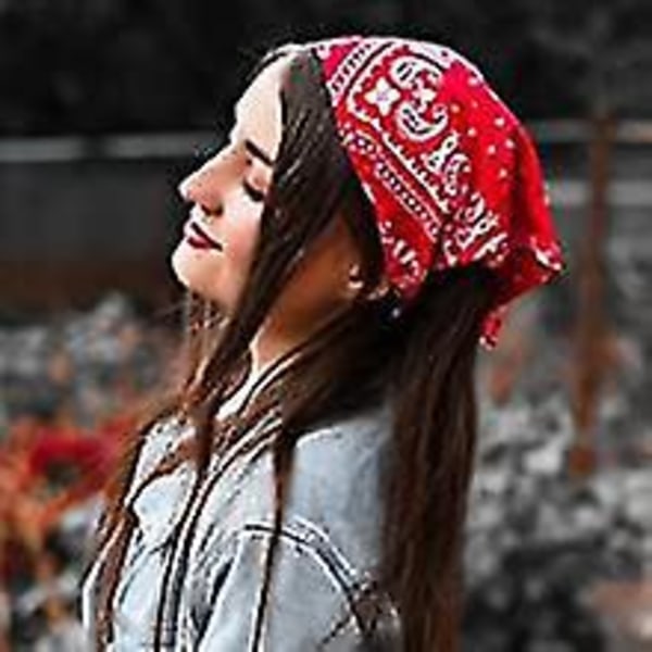 Blommigt elastiskt hårband - 3-pack, chiffong huvudduk, tryckt turban, boho-stil pannband med hårklämmor för kvinnor A