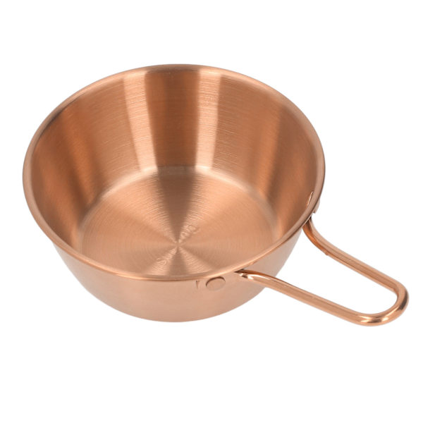 Skål i rustfritt stål med enkel design, anti-skolding bolle med håndtak for camping, fotturer, rosegull