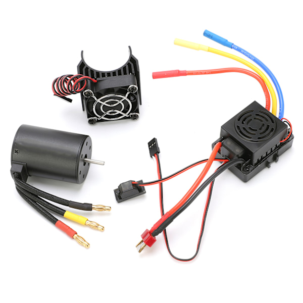 3650 3100KV Vattentät 4-polig Borstlös Motor 60A ESC Kylfläns Combo Set för 1/10 RC Bil