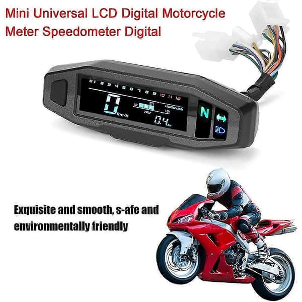 Motorcycle Mini VA HD LCD Speedometer Gauge HD Adjustable LCD JH4 Black