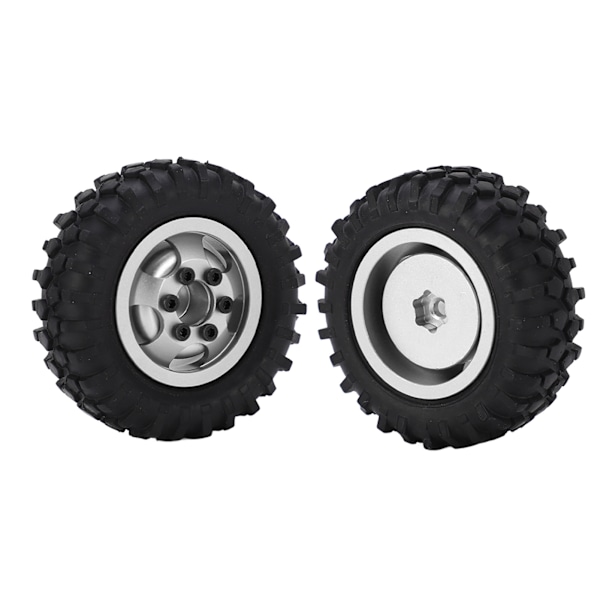 2 kpl/setti 55 mm metalliset vanteet ja renkaat Axial SCX24 1/24 RC-autoon, hopeanväriset