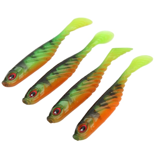 4PCS AR48 75mm/3.2g T-svans mjukt bete dubbla färger konstgjorda fiskedrag wobbler TacklePard grön