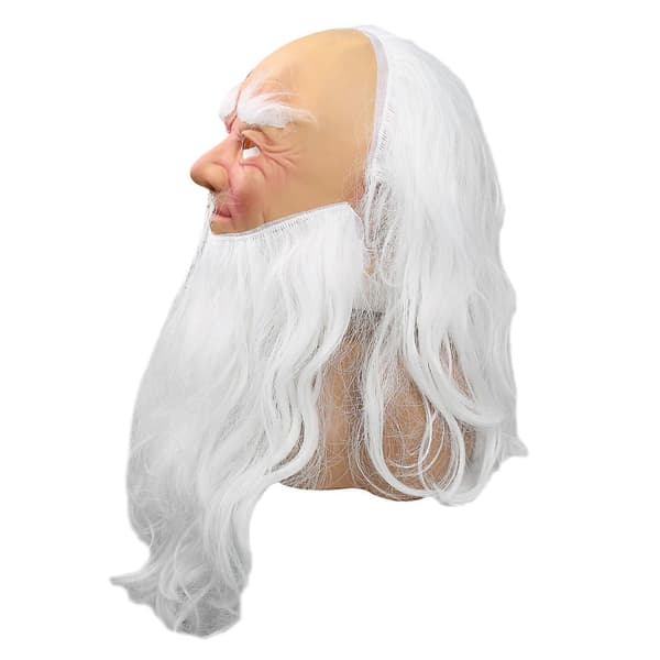 Jul Hvit Skjegg Gammel Mann Hodeplagg Kostymefest Cosplay Latex Hodeplagg