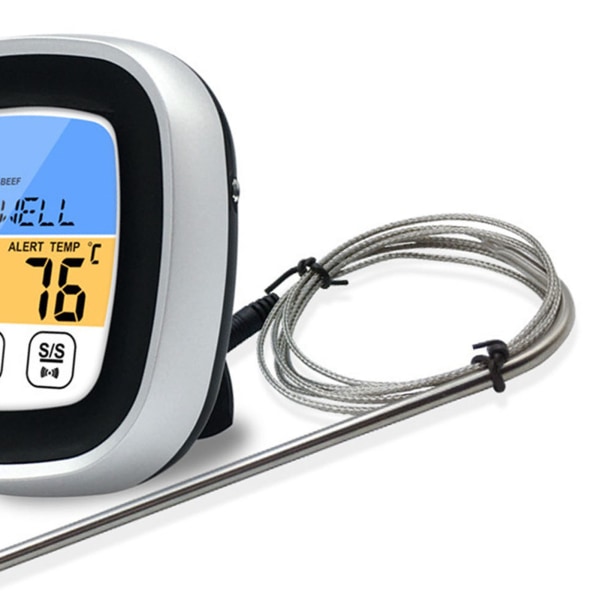 Digital termometer pekskärm rostfritt stål kött termometer för kök BBQ svart