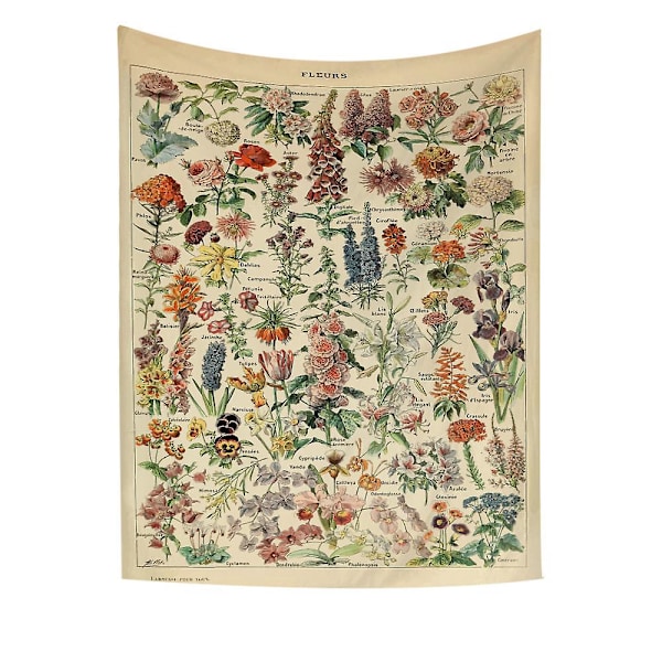 Vægtæppe Planter Blomster Vægtæppe Væghængning Botanisk Vægkunst Boho Dekoration, 150x130cm
