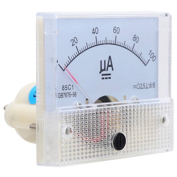 85C1 DC 0~100UA Pointer Type Amperemeter Analogt Strøm Panel Meter Måleinstrument