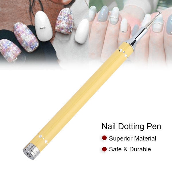 Dual Ended Nail Dotting Ritning Målning Penna Candy Color Nagelvax Stenväljare Manikyr Gul