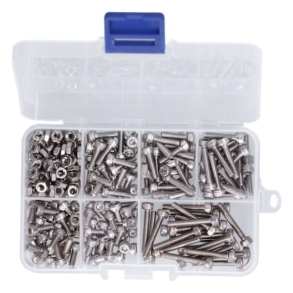 Bolt Møtrik Sæt Sortiment Kit 304 Rustfrit Stål Hætte Sekskant Hoved Befæstelse Hardware M3