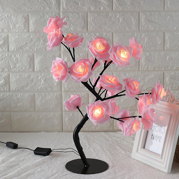 Liten LED rosa blomstertre bordlampe for hjemmedekorasjon