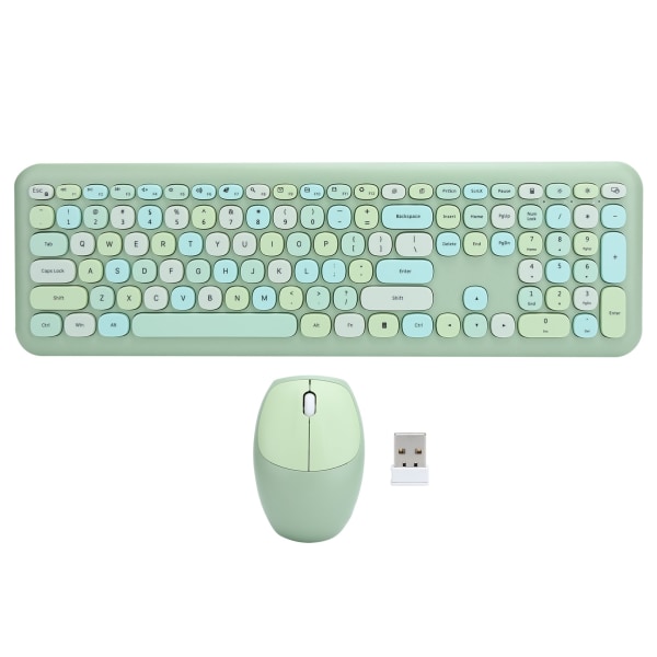 Trådløst tastatur musekombinationer 110 taster 2,4GHz chip til kontorhusholdningscomputertilbehør Grøn blandet farve