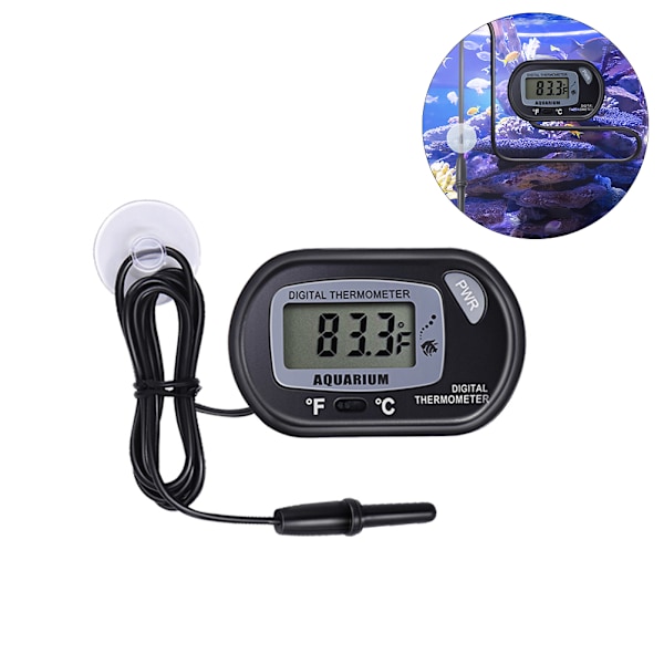 LCD Digital Akvarietermometer med Sugkopp Fisk Tank Vatten Terrarium Temperatur för Fisk och Reptiler