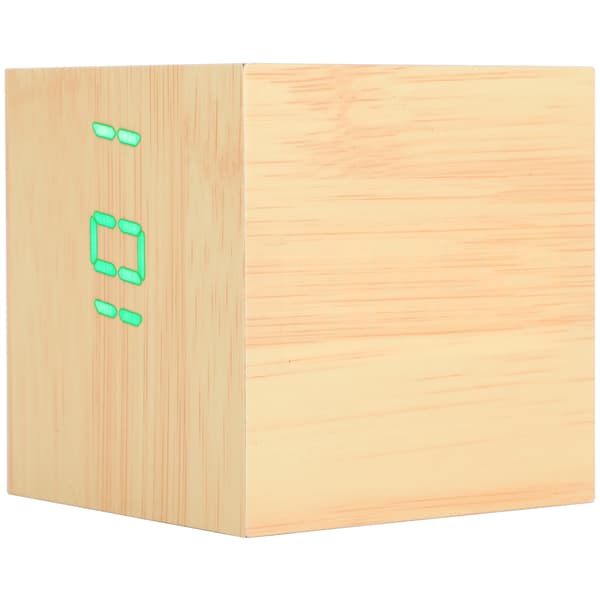 Trä LED-klocka Digital Röststyrning Skrivbord Rektangulära Ornament Trä Grönt Ljus
