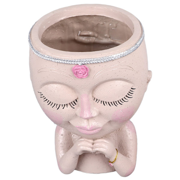 Ansiktsplanter Pot Resin Love Style Lady Head Sukkulent Planter Kvinne Ansikt Blomsterpotte med Dreneringshull Spader for Innendørs Utendørs Hvit
