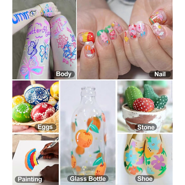 3D Nagelkonst Penna Polish Ritning Nagel Prick Graffiti Prickningspenna Blomma Penna Krok Linje DIY Nagelkonst Skönhet Manikyrverktyg (12 Färger)