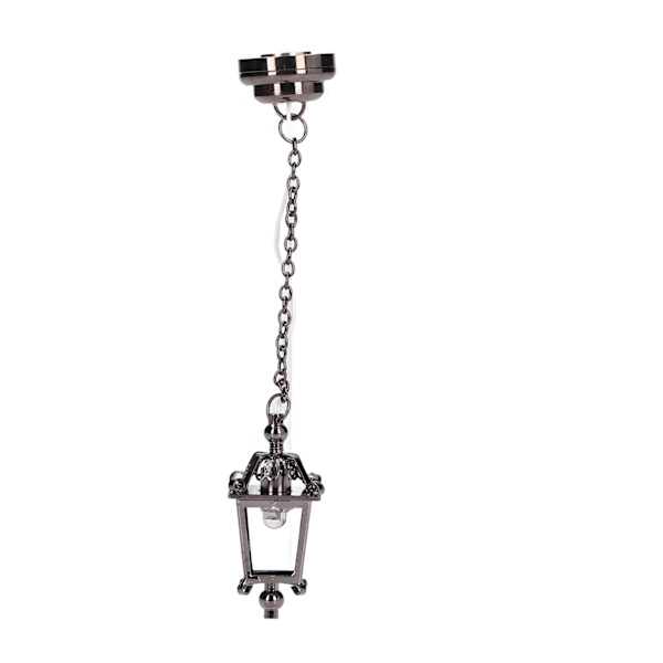 1:12 Dockhus Kronljusstake Dockhus Svart Hängande Viktoriansk Lykta Lampa med Limmagnet