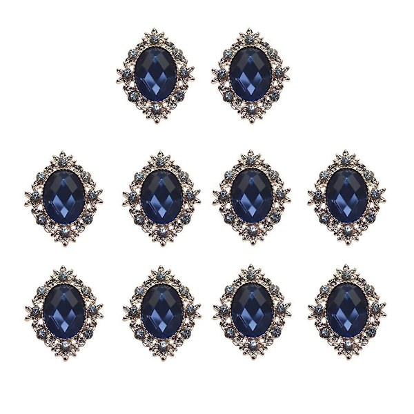 10 st Rhinestone Platt Baksida Pärlor Knapp Scrapbook Utsmyckning Marinblå--
